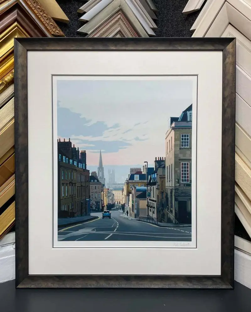 Bath street scene print with a cream mount framed by Tripps of Keynsham
